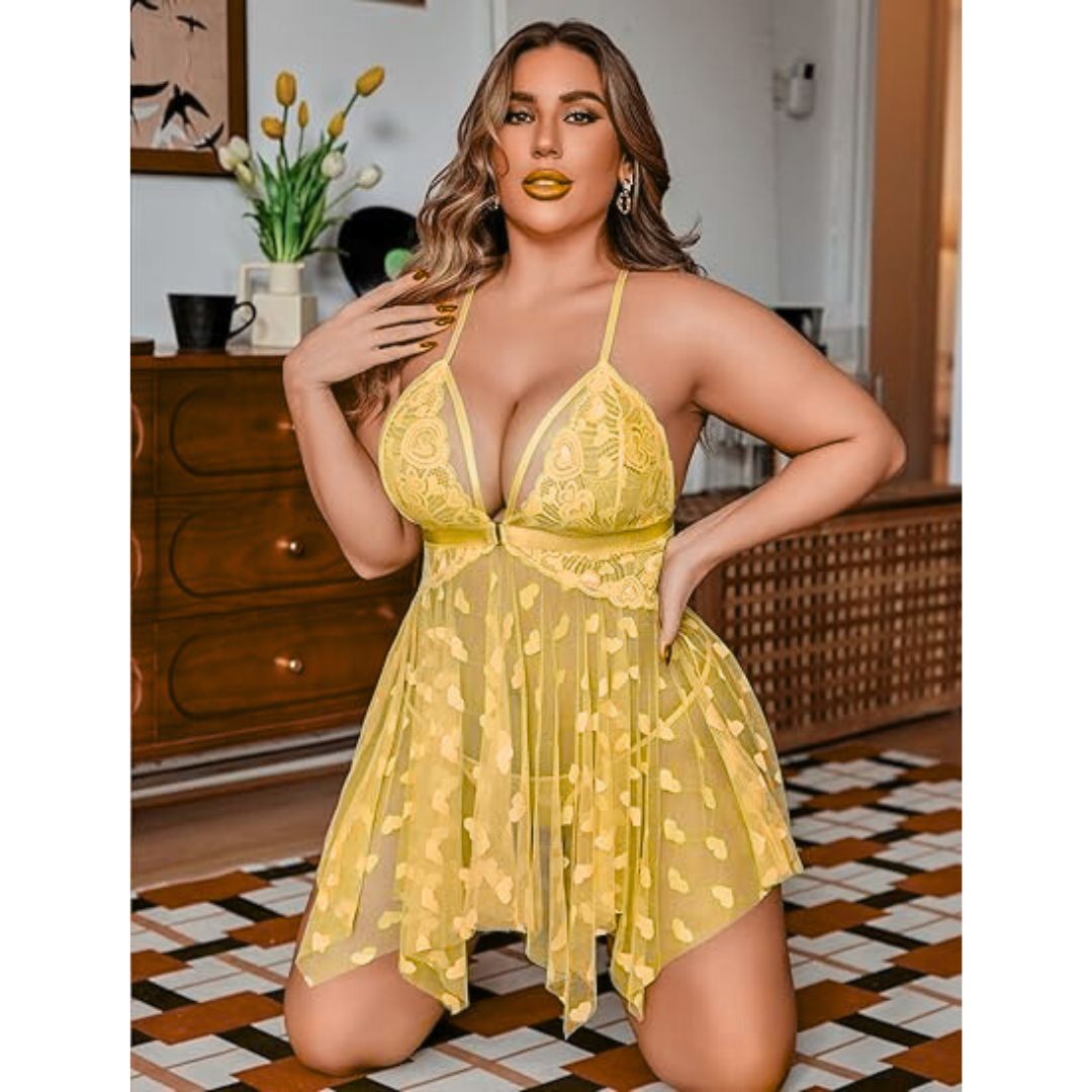 ملابس نوم بشبكة الفراشات مفتوح من الأسفل ❤️
